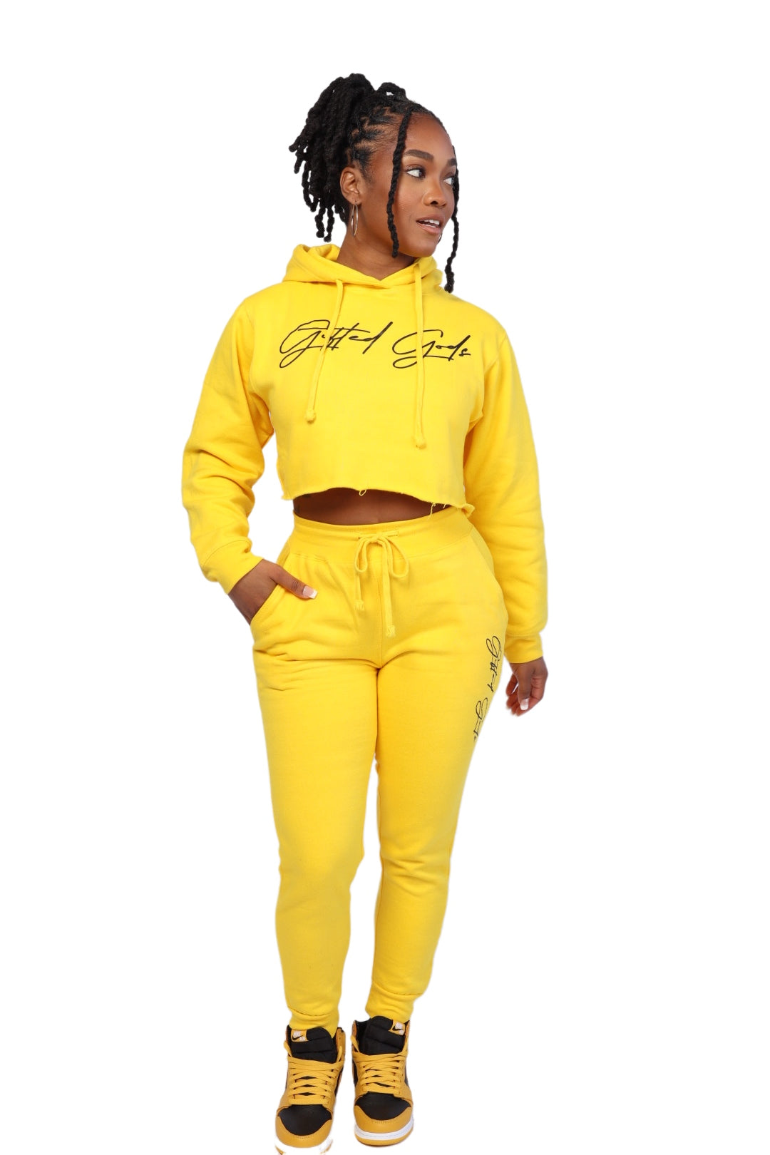Essential Crop Top Sweat Suit (Pollen)