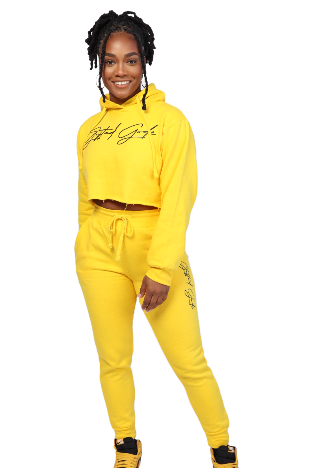 Essential Crop Top Sweat Suit (Pollen)