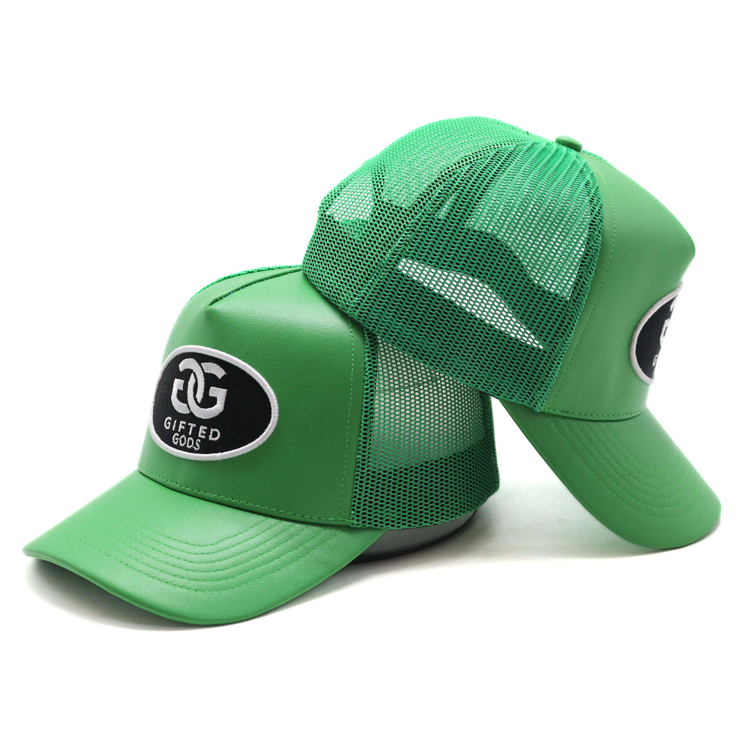 Gifted Gods Leather Trucker Hat (Green)