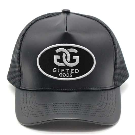 Gifted Gods Leather Trucker Hat (Black)