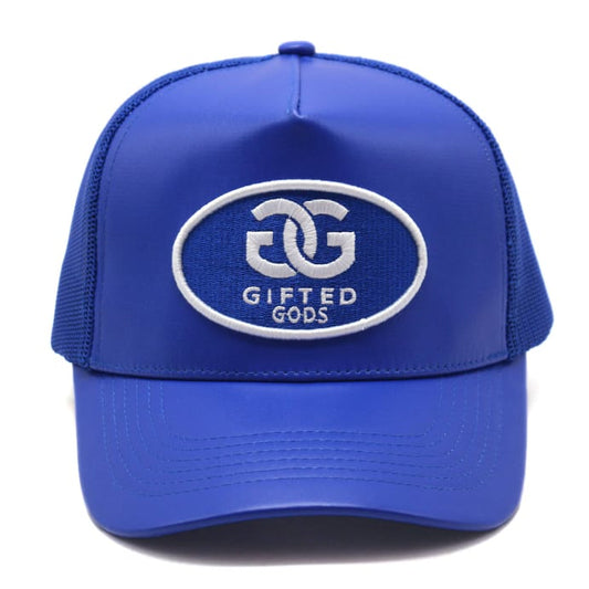 Gifted Gods Leather Trucker Hat (Blue)