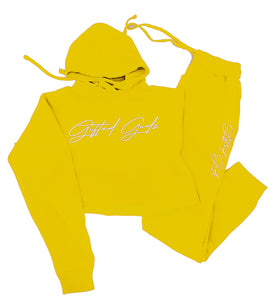 Essential Crop Top Sweat Suit (Pollen)