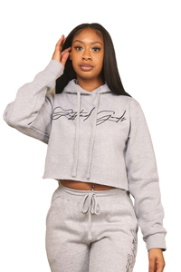 Essential Crop Top Sweat Suit (Heather Gray)