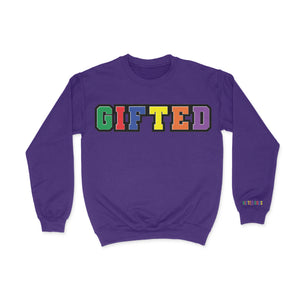 Gifted Chenille Crew Neck Sweatshirt- Purple