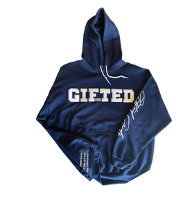 Gifted Chenille Dos Hoodie (Navy,White