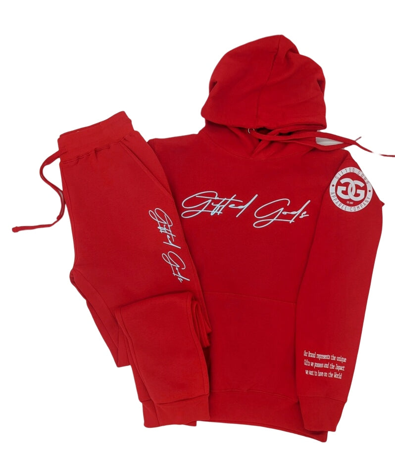 Uptown GG Sweat Suit (Red) – Gifted Gods Apparel Company